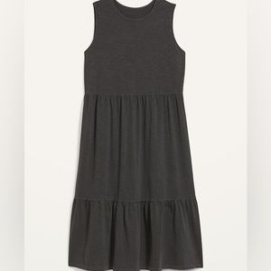 UNIVERSAL THREAD Dark Gray Tiered Cotton Midi Dress - Small